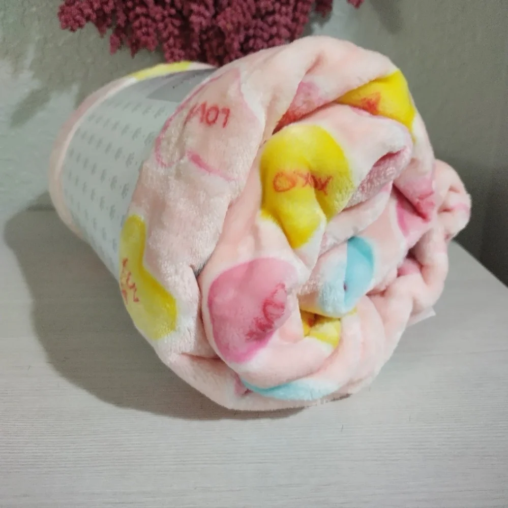 Valentine's Conversation Hearts Plush Blanket Throw Pet NEW